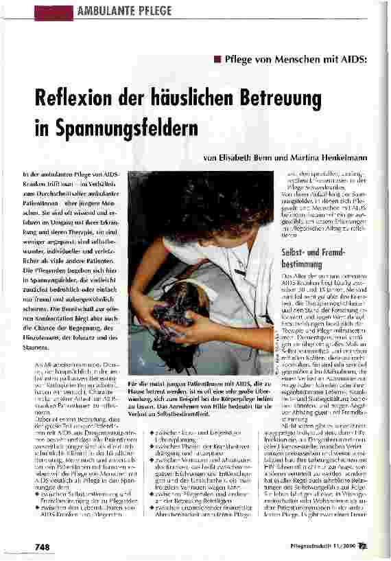 Vorschauseite 1: Reflexion der häuslichen Betreuung in Spannungsfeldern Pflege von Menschen mit AIDS