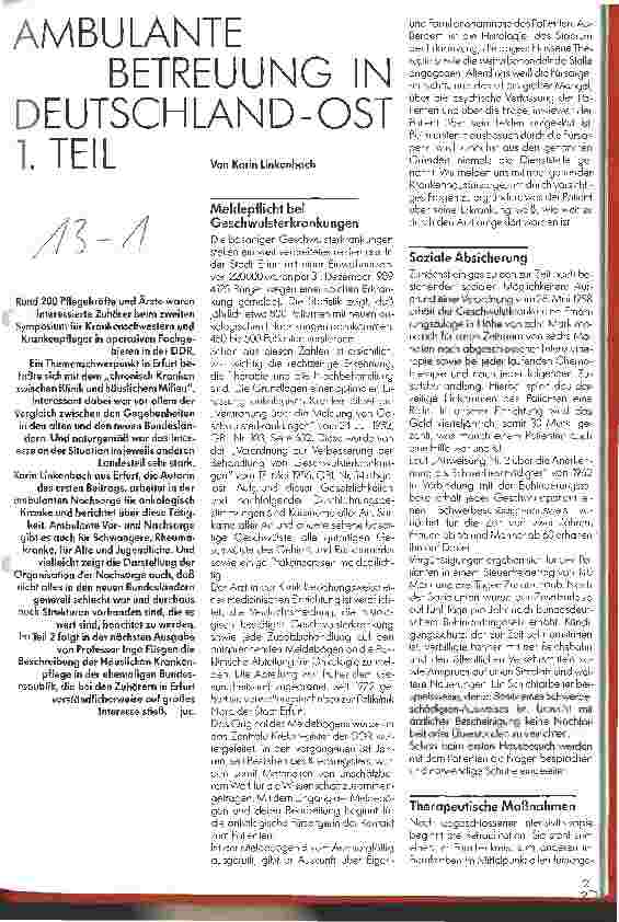 Vorschauseite 1: Ambulante Betreuung in Deutschland-Ost - 1. Teil