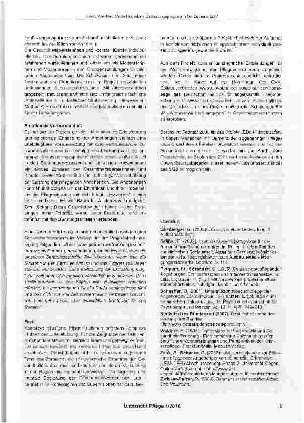 Vorschauseite 4: Modellvorhaben „Entlastungsprogramm bei Demenz-EDe: Zugehende Beratung als zentrale Hilfe für pflegende Angehörige