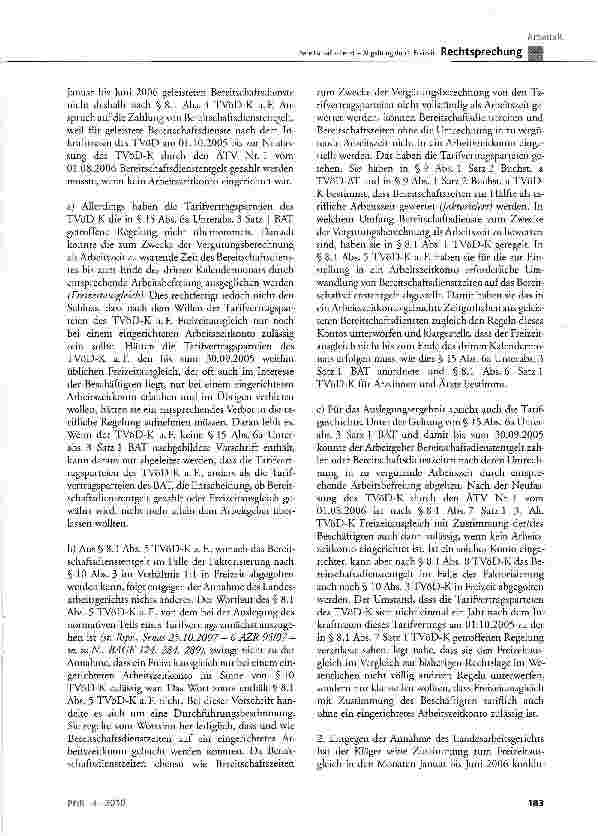 Vorschauseite 4: Bereitschaftsdienst - Abgeltung durch Freizeit