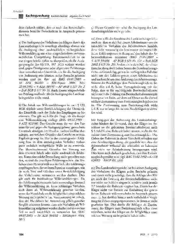 Vorschauseite 5: Bereitschaftsdienst - Abgeltung durch Freizeit