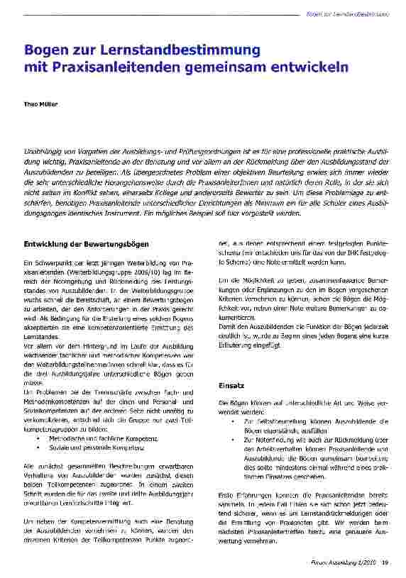 Vorschauseite 1: Bogen zur Lernstandbestimmung mit Praxisanleitenden gemeinsam entwickeln