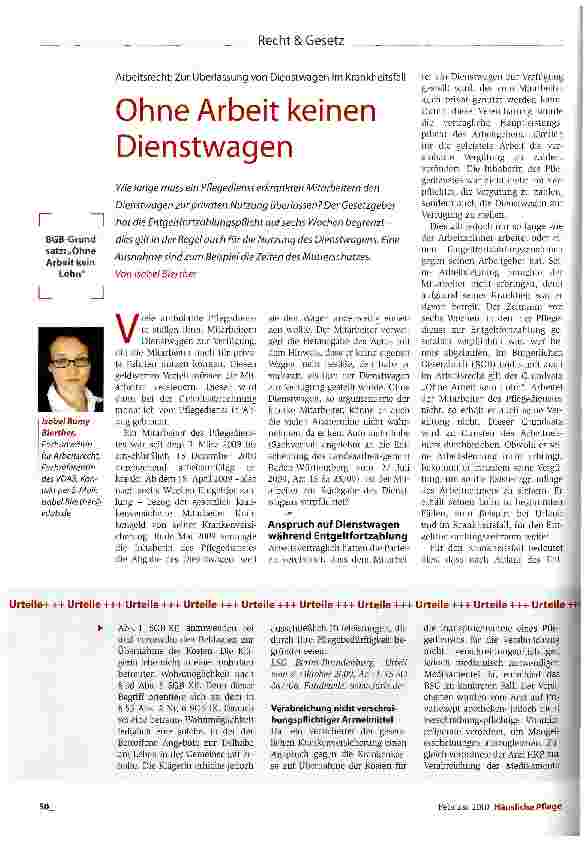 Vorschauseite 1: Ohne Arbeit keinen Dienstwagen