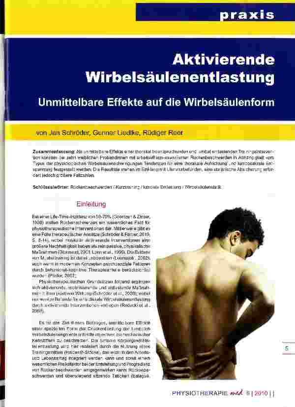 Vorschauseite 1: Aktivierende Wirbelsäulenentlastung Unmittelbare Effekte auf die Wirbelsäulenform