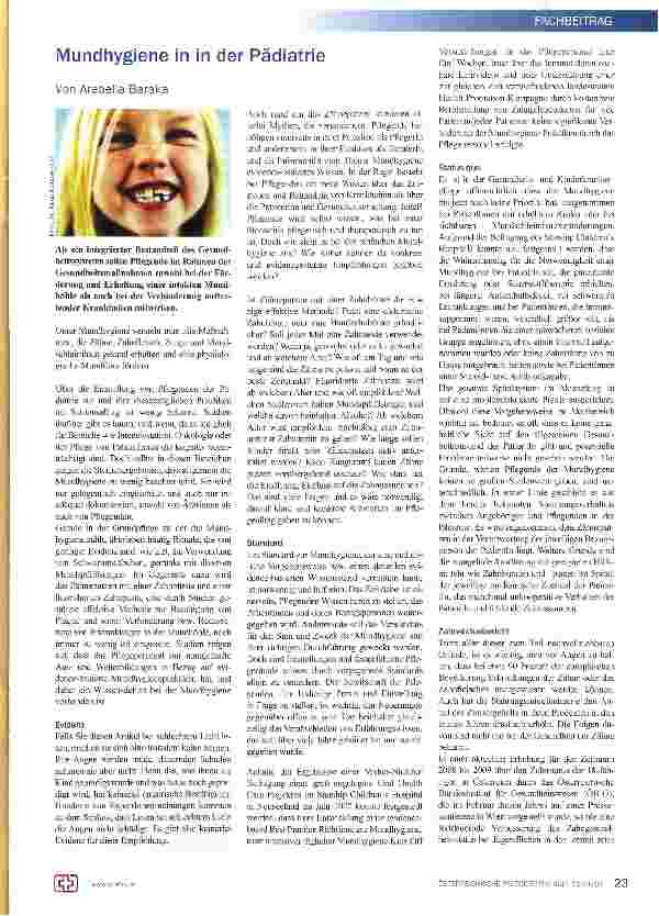 Vorschauseite 1: Mundhygiene in in der Pädiatrie