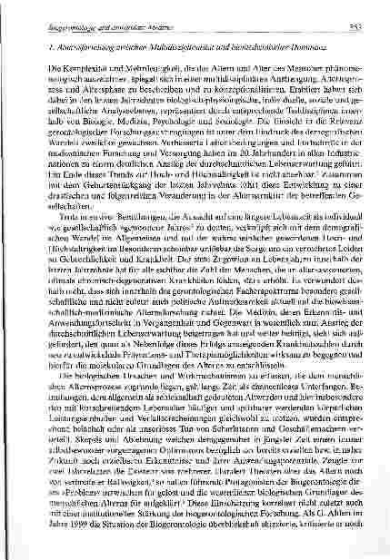 Vorschauseite 3: Biogerontologie und molekulare Medizin