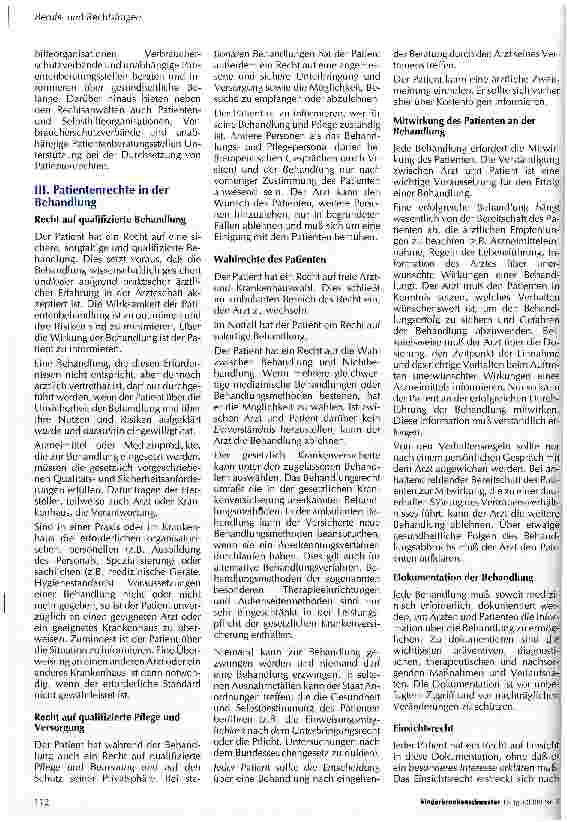 Vorschauseite 3: Patientenrechte in Deutschland heute Beschluß der 72. Gesundheitsministerkonferenz am 9. /10. Juni 1999 in Trier