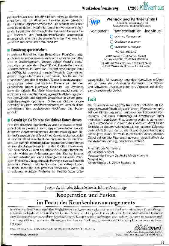 Vorschauseite 5: Private Partnership im öffentlichen Krankenhaus? Investitionsfinanzierung durch Hersteller - Strategie und Umsetzung