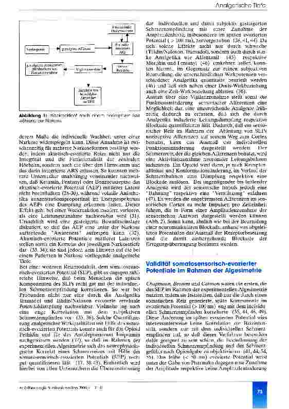 Vorschauseite 3: Bestimmung der analgetischen Tiefe während der Anästhesie Rationale zum Einsatz somatosensorisch-evozierter Potentiale - eine Übersicht