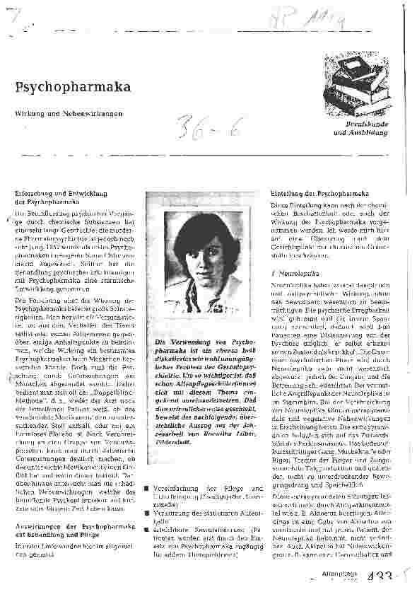 Vorschauseite 1: Psychopharmaka Wirkung und Nebenwirkungen