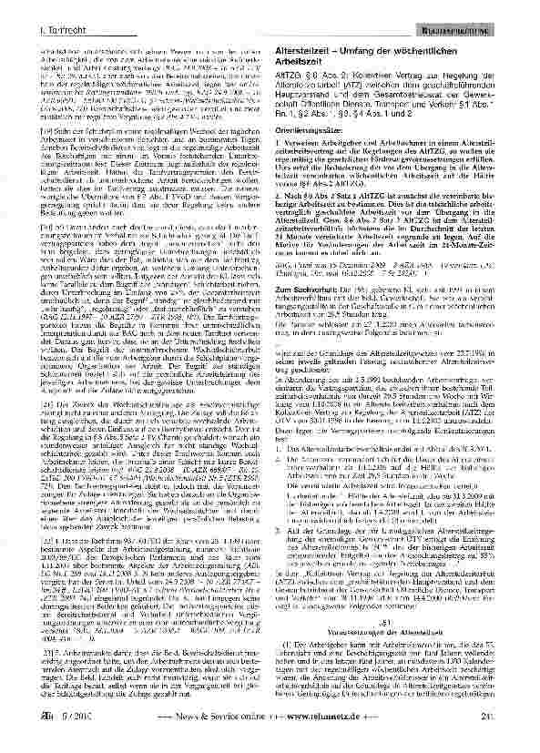 Vorschauseite 1: Altersteilzeit Umfang der wöchentliche Arbeitszeit