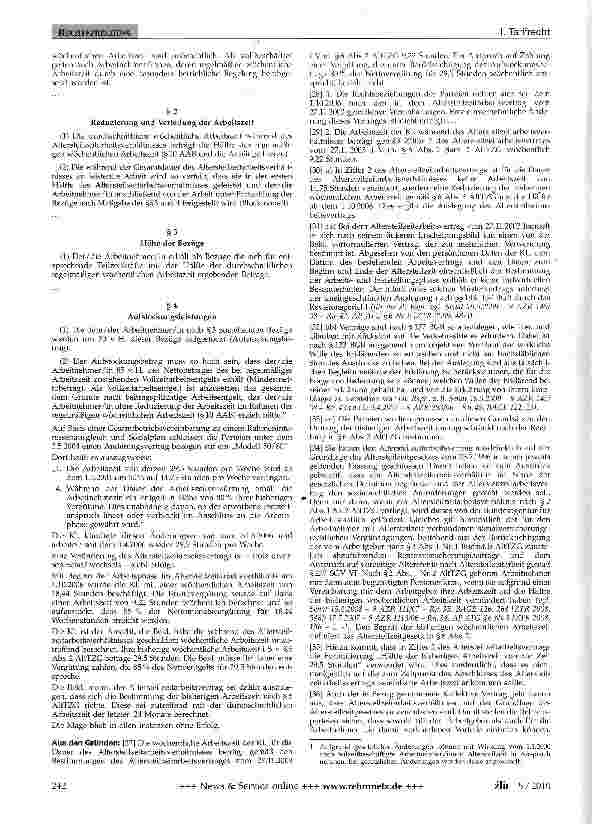 Vorschauseite 2: Altersteilzeit Umfang der wöchentliche Arbeitszeit