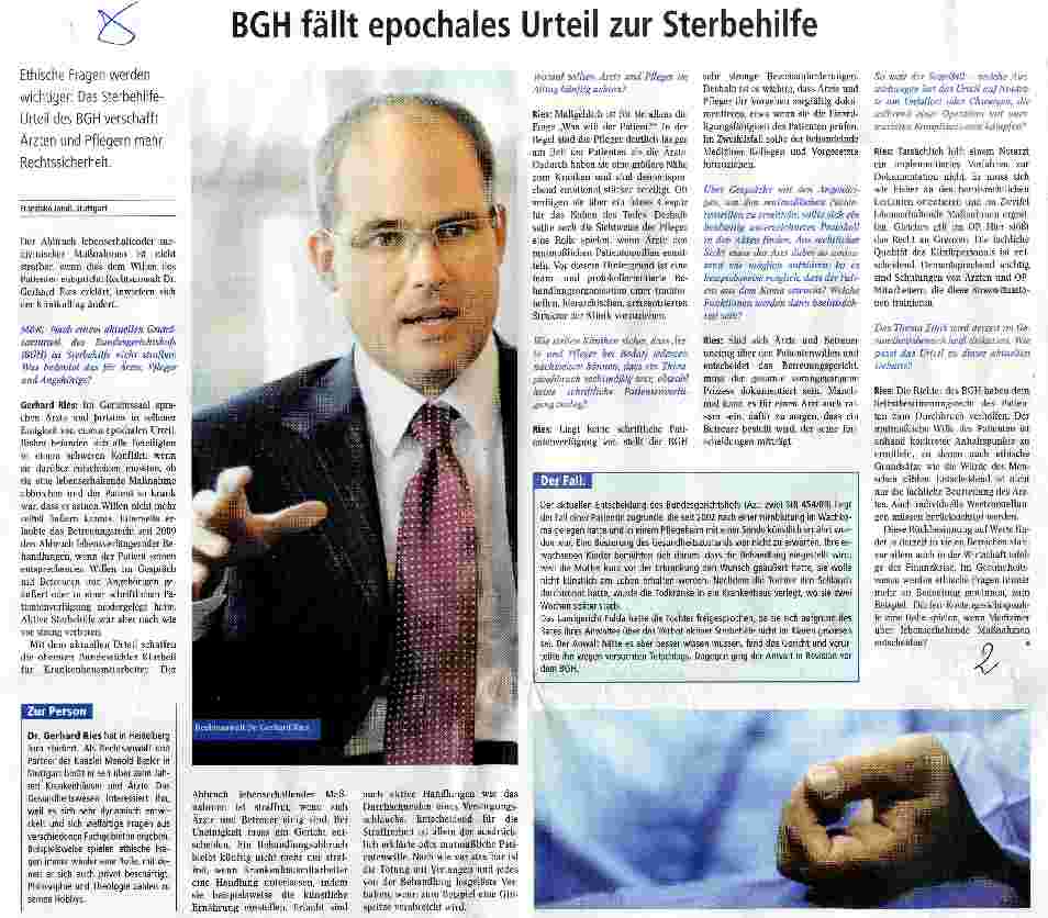 Vorschauseite 1: BGH fällt epochales Urteil zur Sterbehilfe