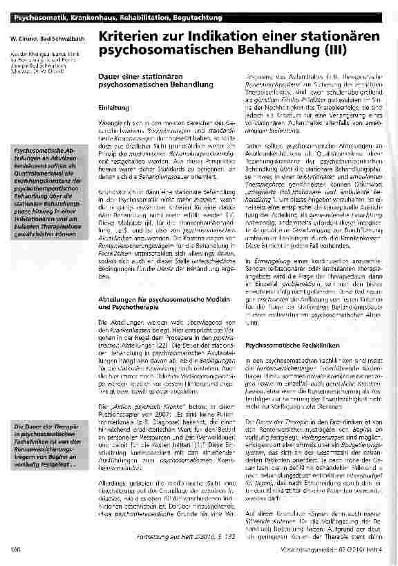Vorschauseite 1: Kriterien zur Indikation einer stationären psychosomatischen Behandlung (III)