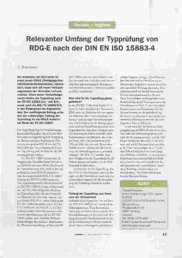Vorschauseite 1: Relevanter Umfang der Typprüfung von RDG-E nach der DIN EN ISO 15883-4