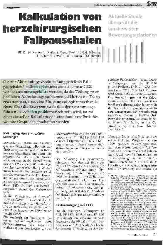 Vorschauseite 1: Kalkulation von herzchirurgischen Fallpauschalen Aktuelle Studie überprüft die bundesweiten Bewertungsrelationen
