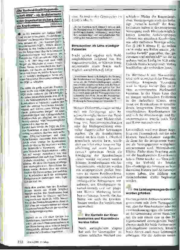 Vorschauseite 3: Revolutioniert die Integrierte Versorgung das Gesundheitssystem? Mit Deregulation setzt die Bundesregierung Marktkräfte frei