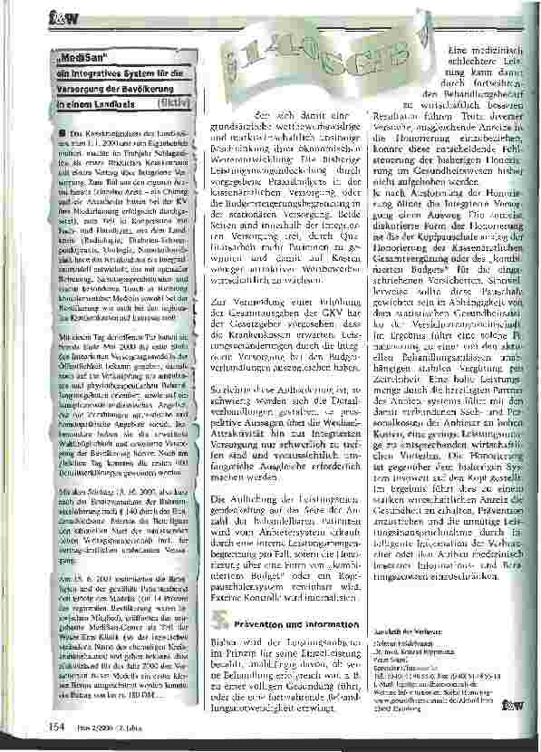 Vorschauseite 4: Revolutioniert die Integrierte Versorgung das Gesundheitssystem? Mit Deregulation setzt die Bundesregierung Marktkräfte frei