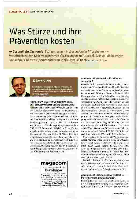 Vorschauseite 1: Was Stürze und ihre Prävention kosten
