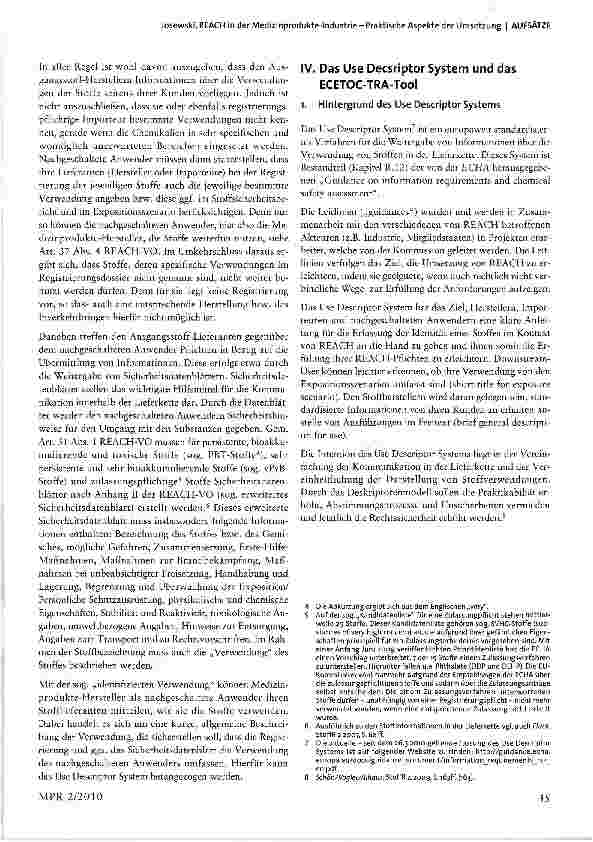 Vorschauseite 2: REACH in der Medizinprodukte-Industrie -Praktische Aspekte der Umsetzung