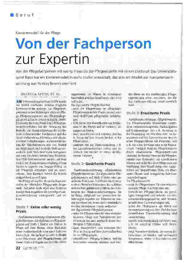 Vorschauseite 1: Von der Fachperson zur Expertin