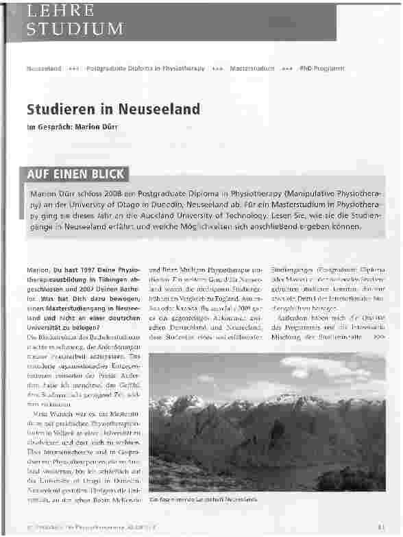 Vorschauseite 1: Studieren in Neuseeland