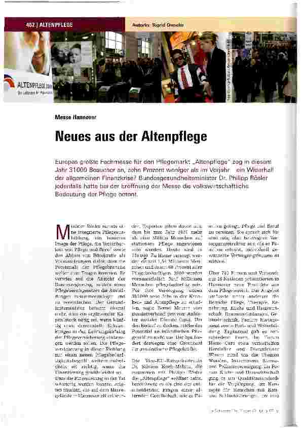 Vorschauseite 1: Neues aus der Altenpflege