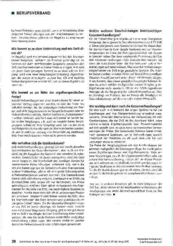 Vorschauseite 2: Wer macht die Preise für die Ergotherapie?