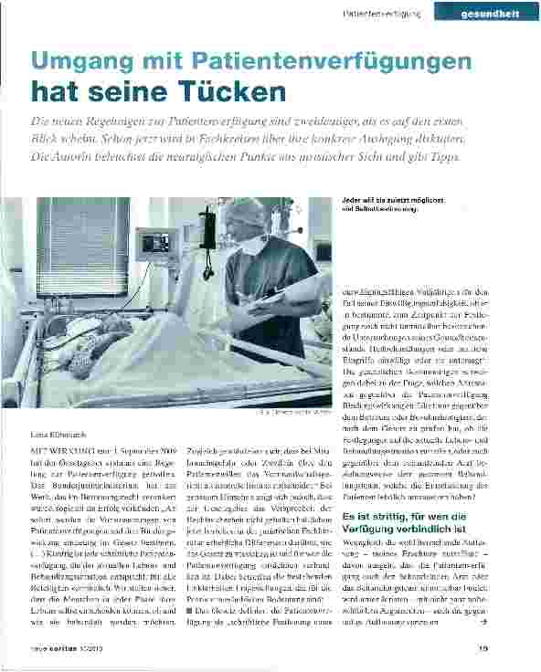 Vorschauseite 1: Umgang mit Patientenverfügungen hat seine Tücken