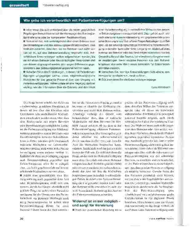 Vorschauseite 2: Umgang mit Patientenverfügungen hat seine Tücken