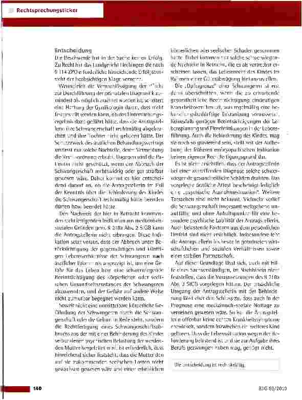 Vorschauseite 2: Haftung wegen eines unterbliebenen Schwanserschaftsabbruchs