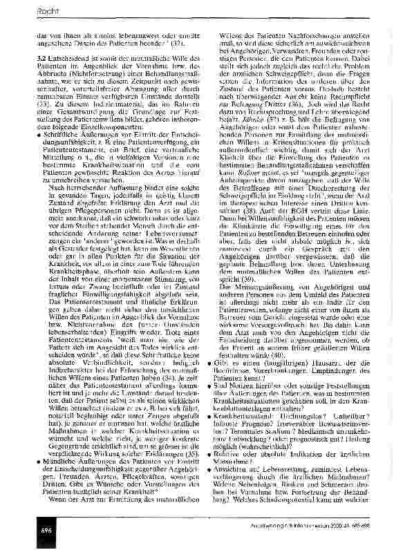 Vorschauseite 4: Zur Erforschung des mutmaßlichen Willens bei fehlender Einwilligungsfähigkeit des Patienten