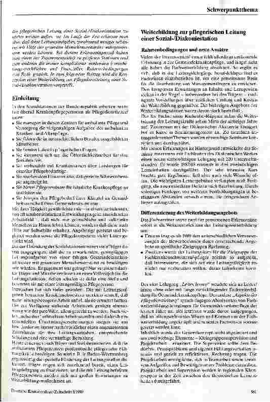 Vorschauseite 2: Qualifikation zur Pflegedienstleitung in einer Sozial-/Diakoniestation - Konzeption zur Weiterbildung im evang. Fachseminar