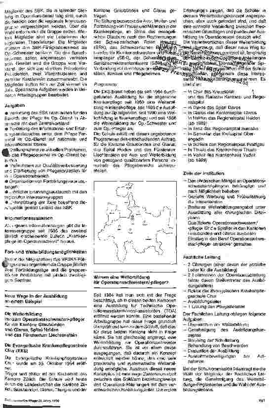 Vorschauseite 2: Die Weiterbildung zur Op.-Schwester/zum Op.-Pfleger in der Schweiz