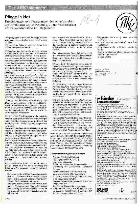 Vorschauseite 1: Pflege in Not - Empfehlungen und Forderungen zur Verbesserung der Personalsituation im Pflegedienst