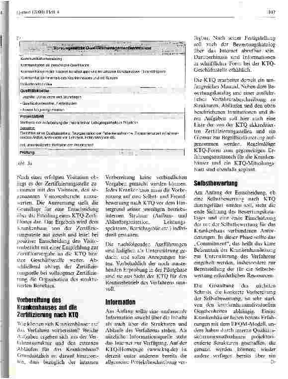 Vorschauseite 4: Krankenhauszertifizierung Strukturen und Abläufe aus Sicht der Kooperation für Transparenz und Qualität im Krankenhaus-KTQ