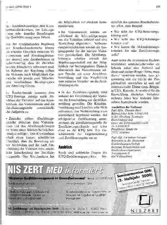 Vorschauseite 6: Krankenhauszertifizierung Strukturen und Abläufe aus Sicht der Kooperation für Transparenz und Qualität im Krankenhaus-KTQ