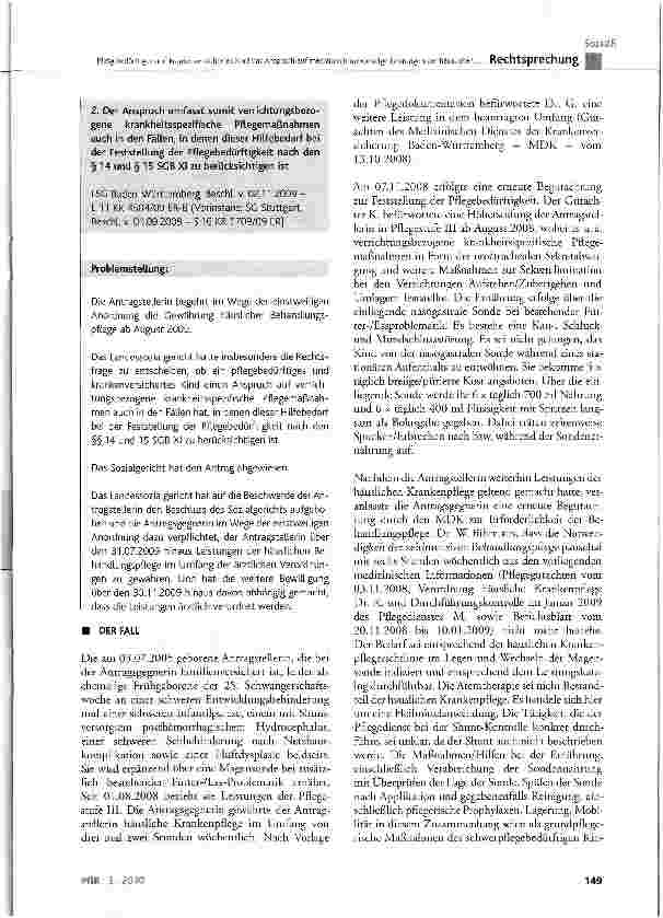 Vorschauseite 2: Pflegebedürftiges und krankenversichertes Kind hat Anspruch auf medizinisch notwendige Leistungen der häuslichen Krankenpflege