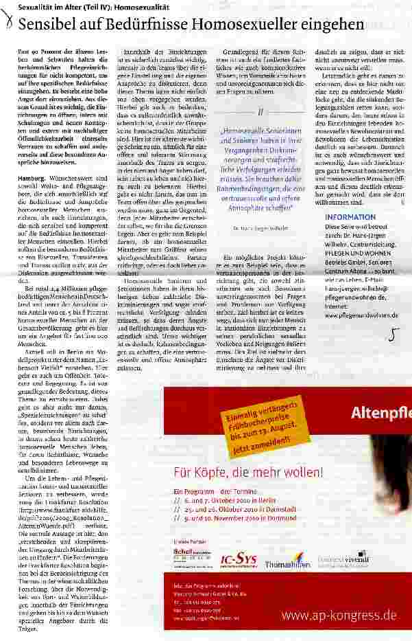 Vorschauseite 1: Sensibel auf Bedürfnisse Homosexueller eingehen