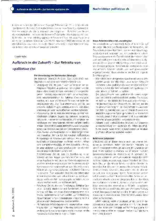 Vorschauseite 1: Aufbruch in die Zukunft - Zur Retraite von «palliative ch»