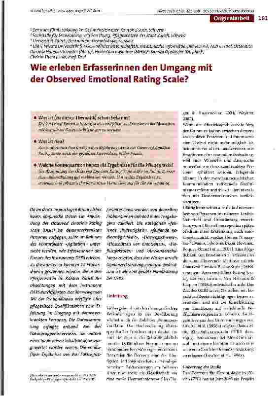 Vorschauseite 1: Wie erleben Erfasserinnen den Umgang mit der Observed Emotional Rating Scale?