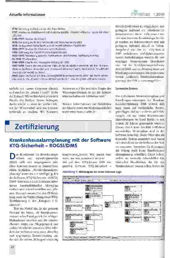 Vorschauseite 1: Krankenhausalarmplanung mit der Software KTQ-Sicherheit - ROGSI/DMS