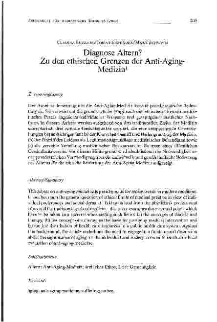 Vorschauseite 1: Diagnose Altern? Zu den ethischen Grenzen der Anti-Aging-Medizin