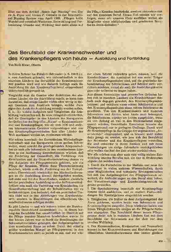 Vorschauseite 1: Das Berufsbild der Krankenschwester und des Krankenpflegers von heute — Ausbildung und Fortbildung