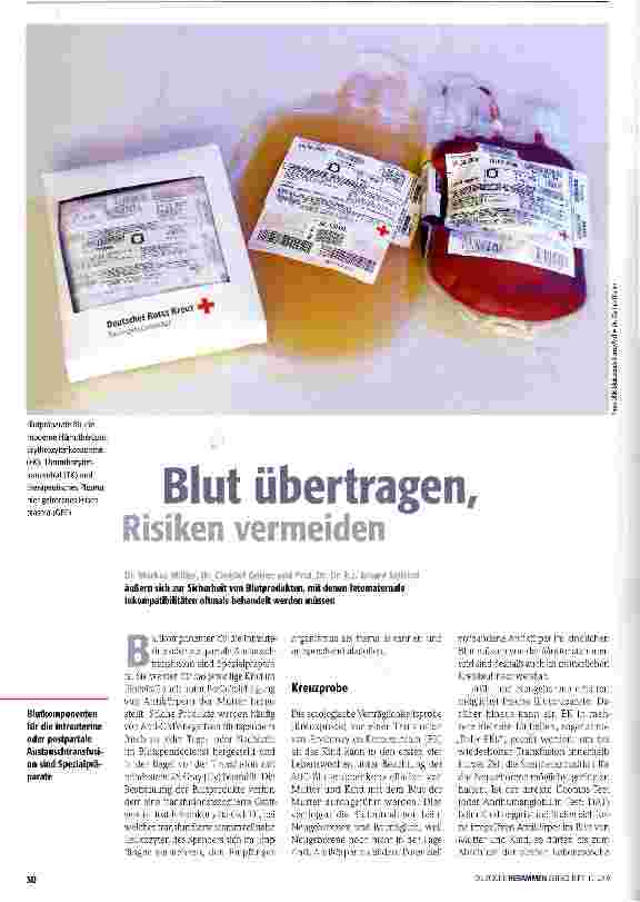 Vorschauseite 1: Blut übertragen, Risiken vermeiden