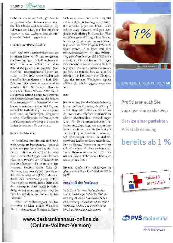 Vorschauseite 3: Wissenschaftliche Hintergründe zum Wettbewerb „Deutschlands Beste Klinik-Website