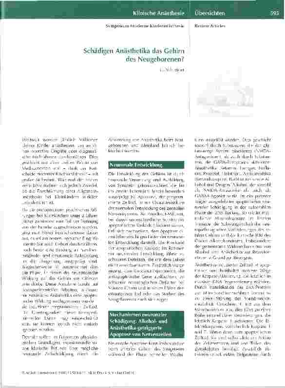 Vorschauseite 1: Schädigen Anästhetika das Gehirn des Neugeborenen?