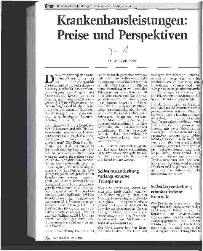 Vorschauseite 1: Krankenhausleistungen: Preise und Perspektiven