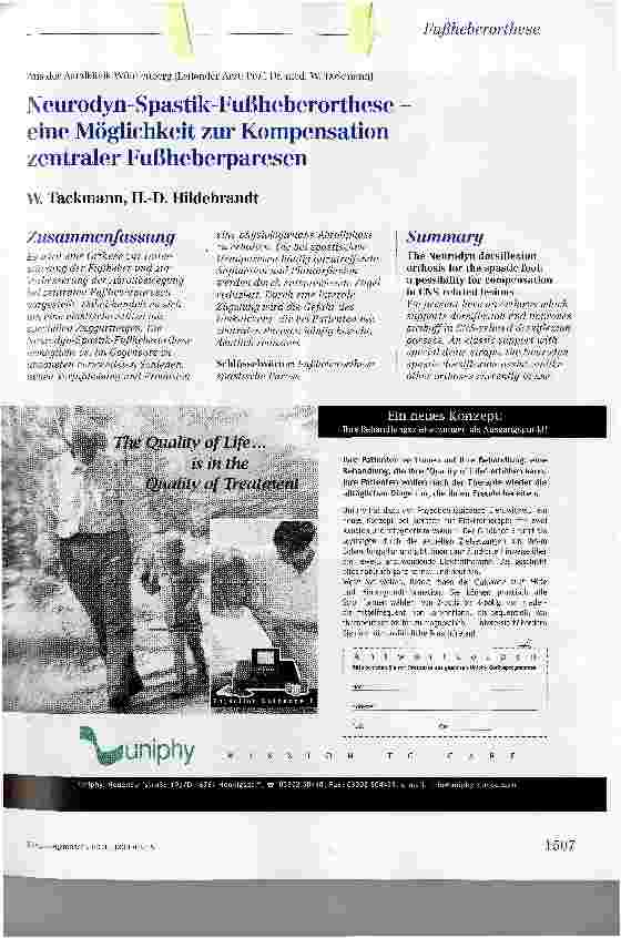 Vorschauseite 1: Neurodyn-Spastik-Fußheberorthese eine Möglichkeit zur Kompensation zentraler Fußheberparesen