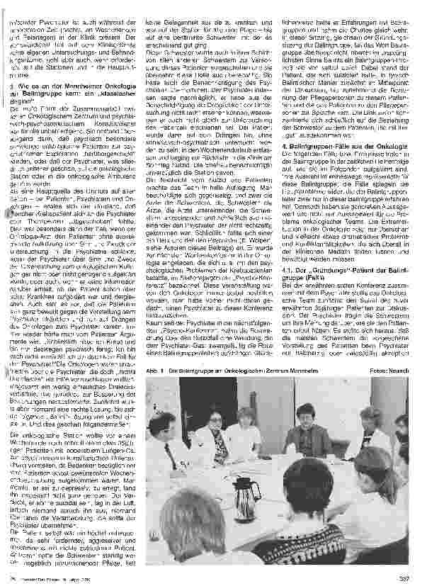 Vorschauseite 2: Das onkologische Team in der Balintgruppe - ein Lehrfall